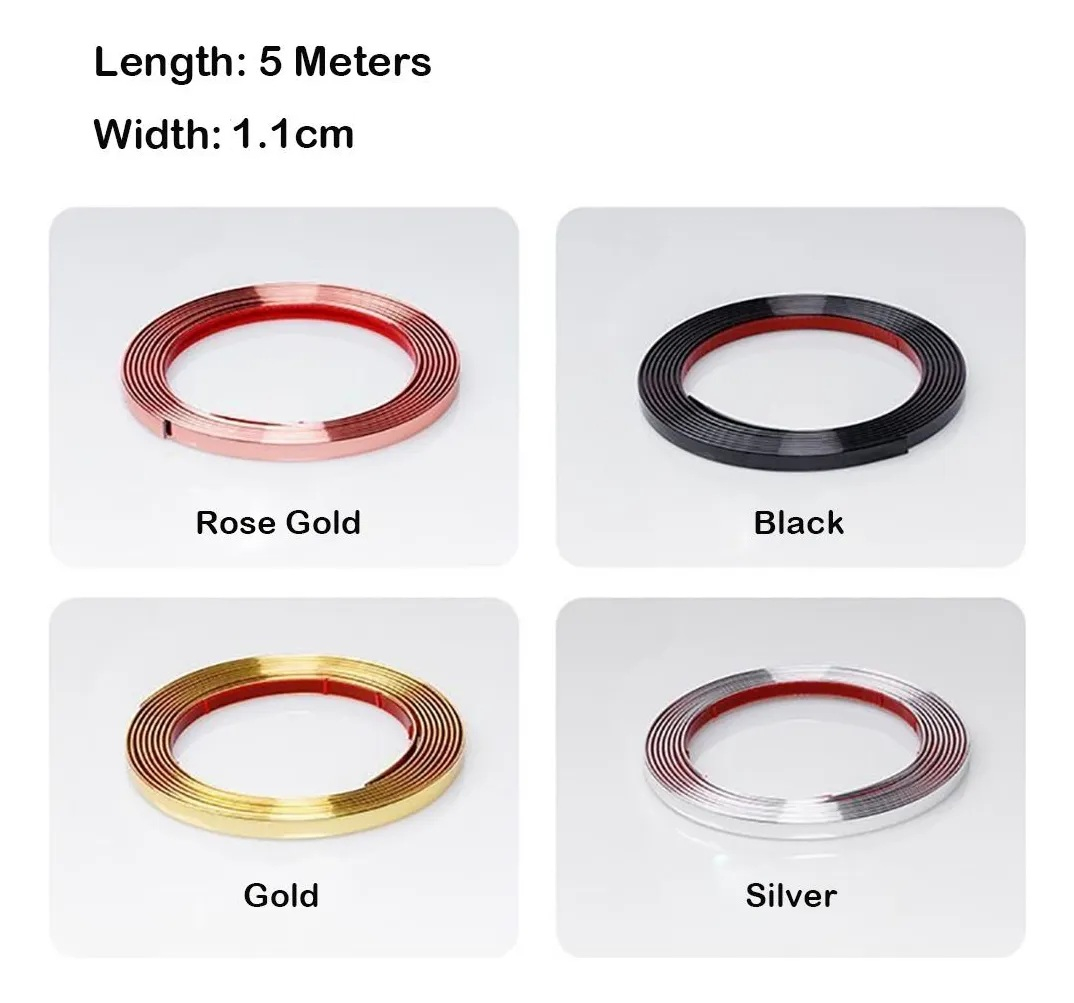 Banda Decorativa Autoadeziva, 1.1 cm x 5 m, pentru Pereti, Mobilier, Decoratiuni Auto si Interioare, Rezistenta la Apa, Durabila, Usor de Aplicat, Gold, Luxer, Banda adeziva decorativa de lipit pentru perete auriu roz tip platbanda / bordura prete, ornamentala luxer [10]
