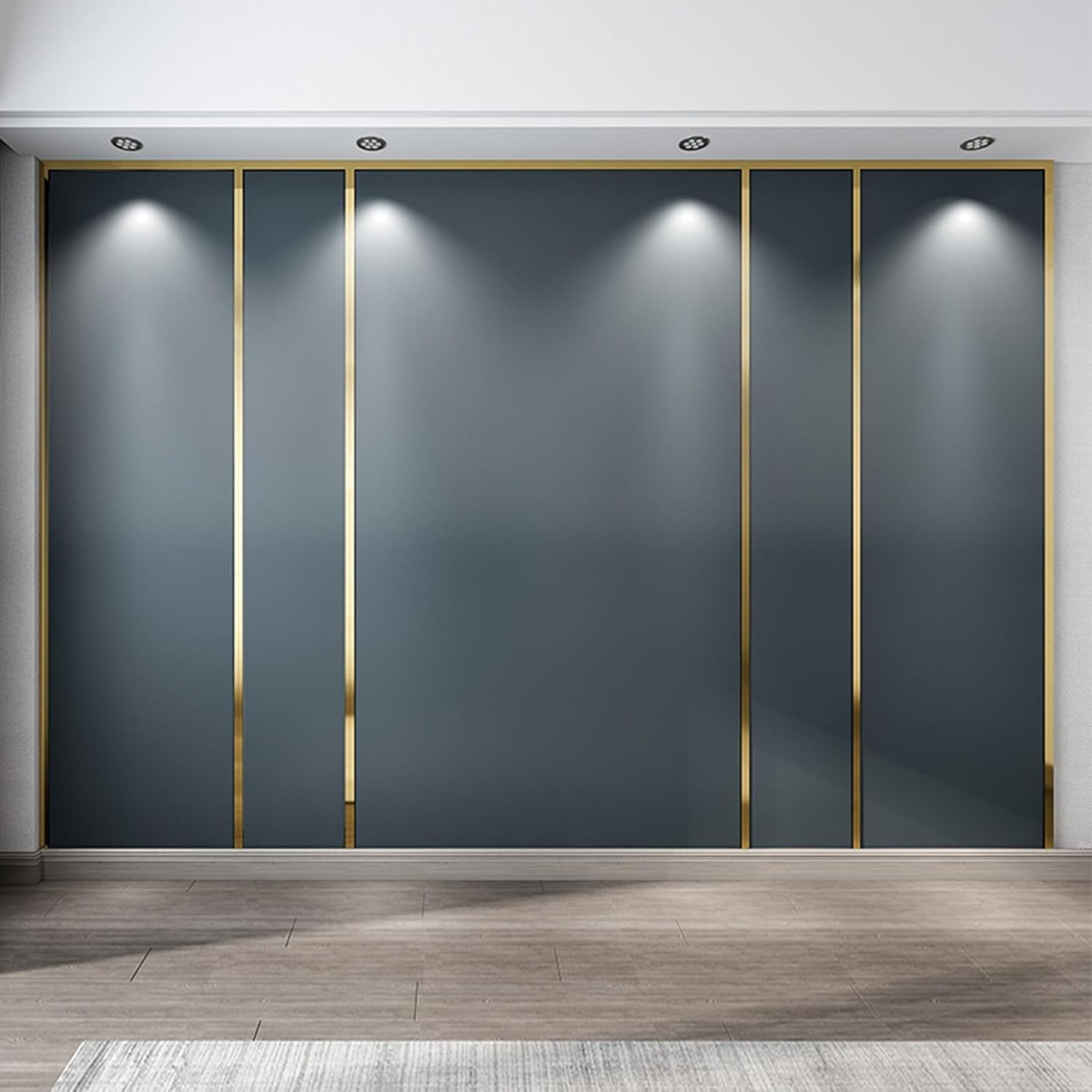 Bandă decorativă autoadezivă Luxer cu efect de oglindă aurie, lungime 5 metri, lățime 2.5 cm, material reflectorizant premium, ideală pentru decoruri interioare, mobilier și rame. [6]