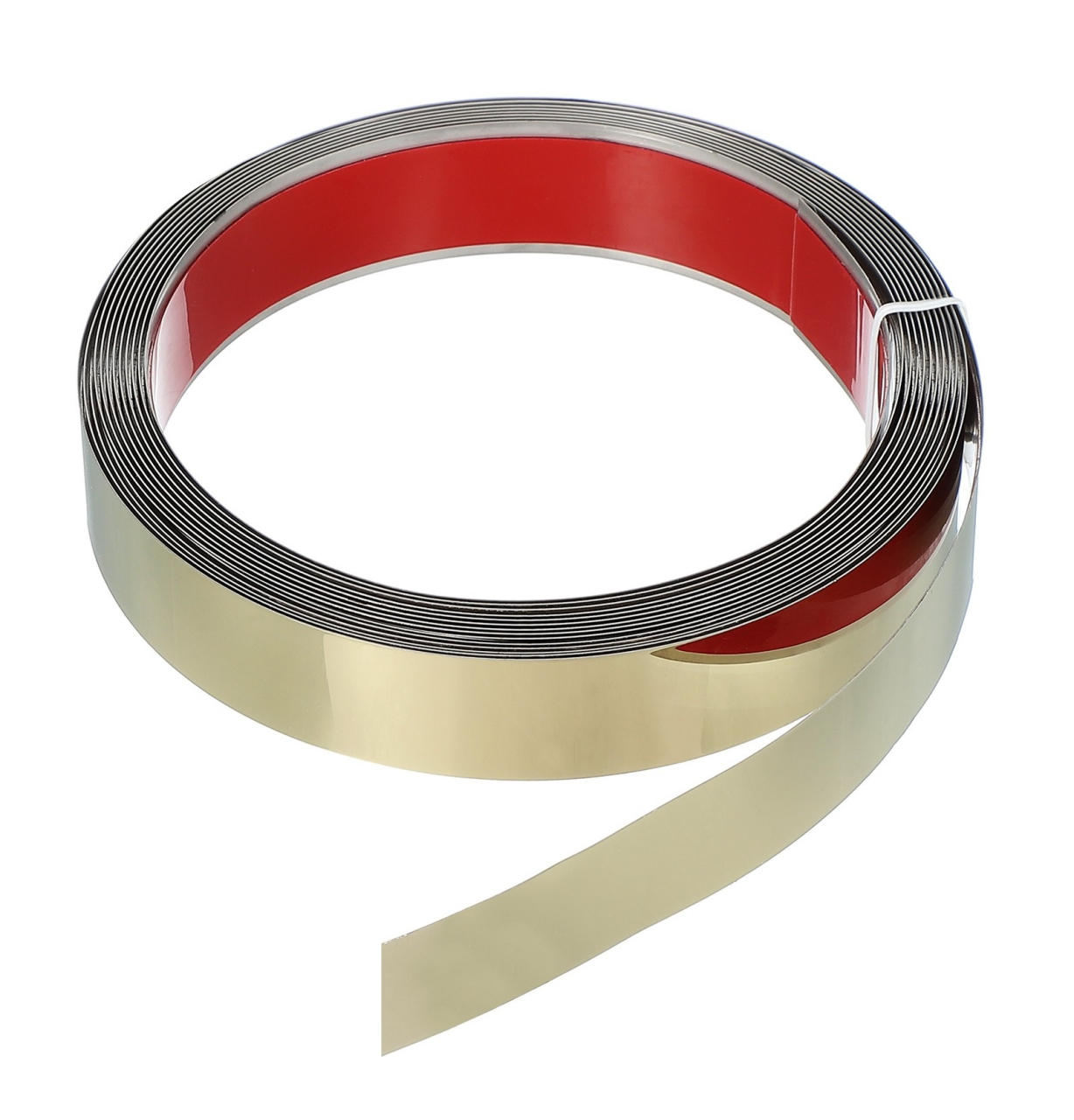 Bandă decorativă autoadezivă Luxer cu efect de oglindă aurie, lungime 5 metri, lățime 2.5 cm, material reflectorizant premium, ideală pentru decoruri interioare, mobilier și rame. [1]