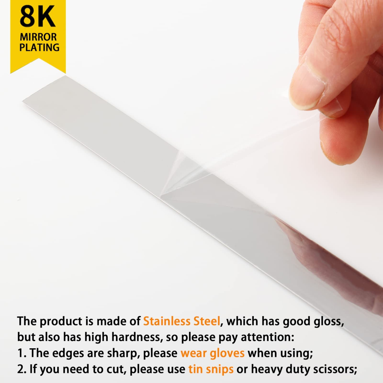 Bandă decorativă autoadezivă Luxer cu efect de oglindă argintie, lungime 5 metri, lățime 2.5 cm, material reflectorizant premium, ideală pentru decoruri interioare, mobilier și rame. [10]