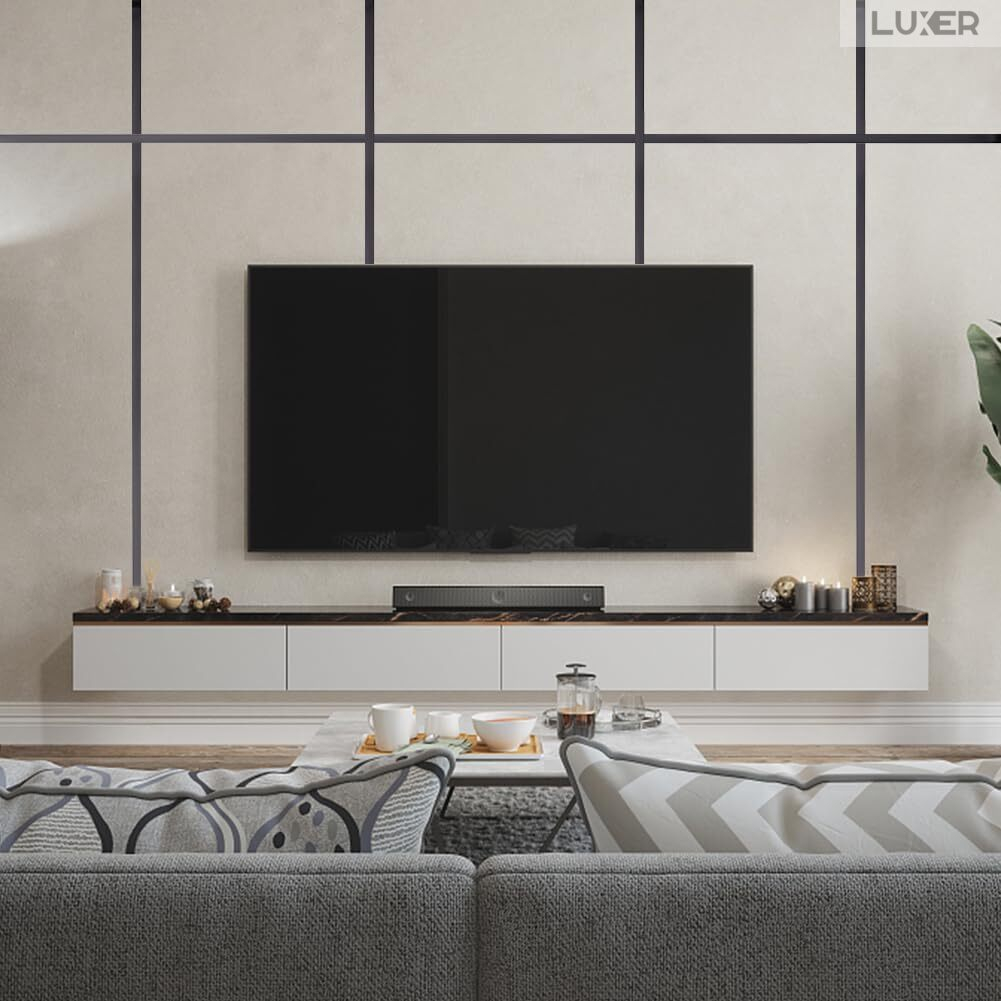 Bandă decorativă autoadezivă Luxer cu efect de oglindă neagra, lungime 5 metri, lățime 1.5 cm, material reflectorizant premium, ideală pentru decoruri interioare, mobilier și rame. [5]