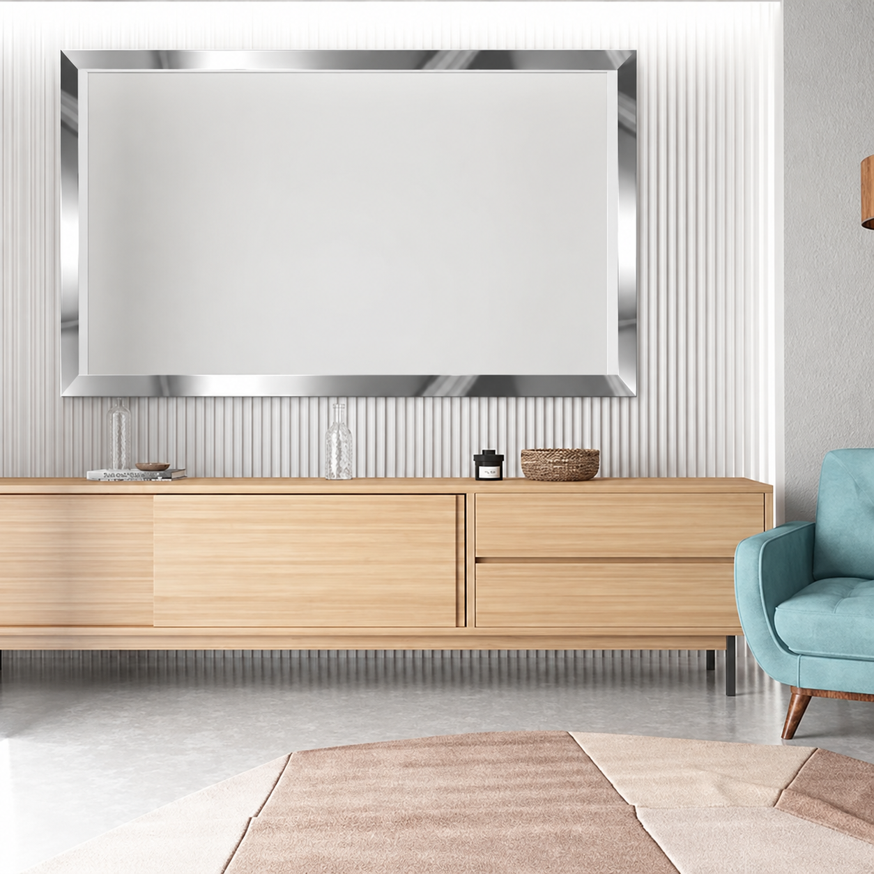 Bandă decorativă autoadezivă Luxer cu efect de oglindă argintie, lungime 5 metri, lățime 4 cm, material reflectorizant premium, ideală pentru decoruri interioare, mobilier și rame. [3]