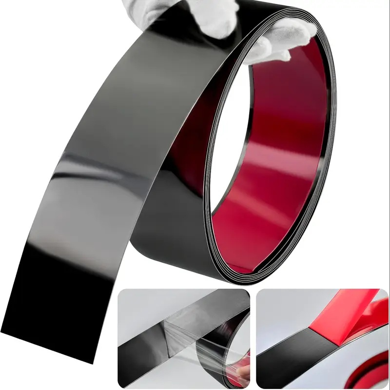 Bandă decorativă autoadezivă Luxer cu efect de oglindă neagra, lungime 5 metri, lățime 5 cm, material reflectorizant premium, ideală pentru decoruri interioare, mobilier și rame. [2]