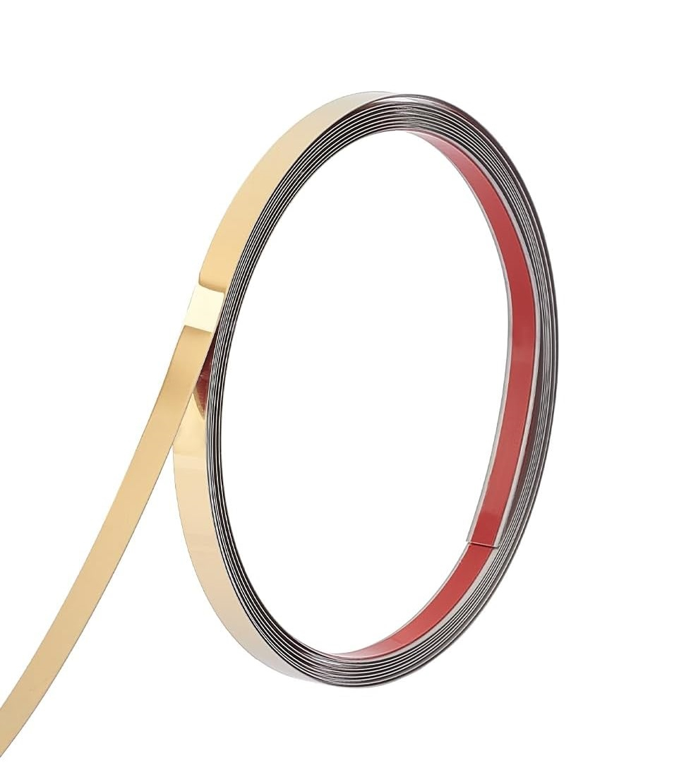 Banda Decorativa Autoadeziva Pentru Perete Cu Efect de Oglinda Luxer, Lungime 500 cm, Latime 1 cm, Gold, Banda Adeziva Metalica Pentru Mobila/Usi/Ferestre pentru Decor Dedeman Leroy Merlin Emag Gresie/Faianta Luxer [1]