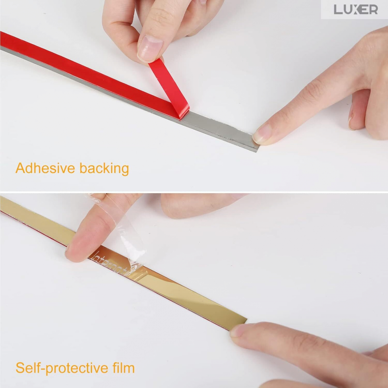 Banda Decorativa Autoadeziva Pentru Perete Cu Efect de Oglinda Luxer, Lungime 500 cm, Latime 1 cm, Gold, Banda Adeziva Metalica Pentru Mobila/Usi/Ferestre pentru Decor Dedeman Leroy Merlin Emag Gresie/Faianta Luxer [3]