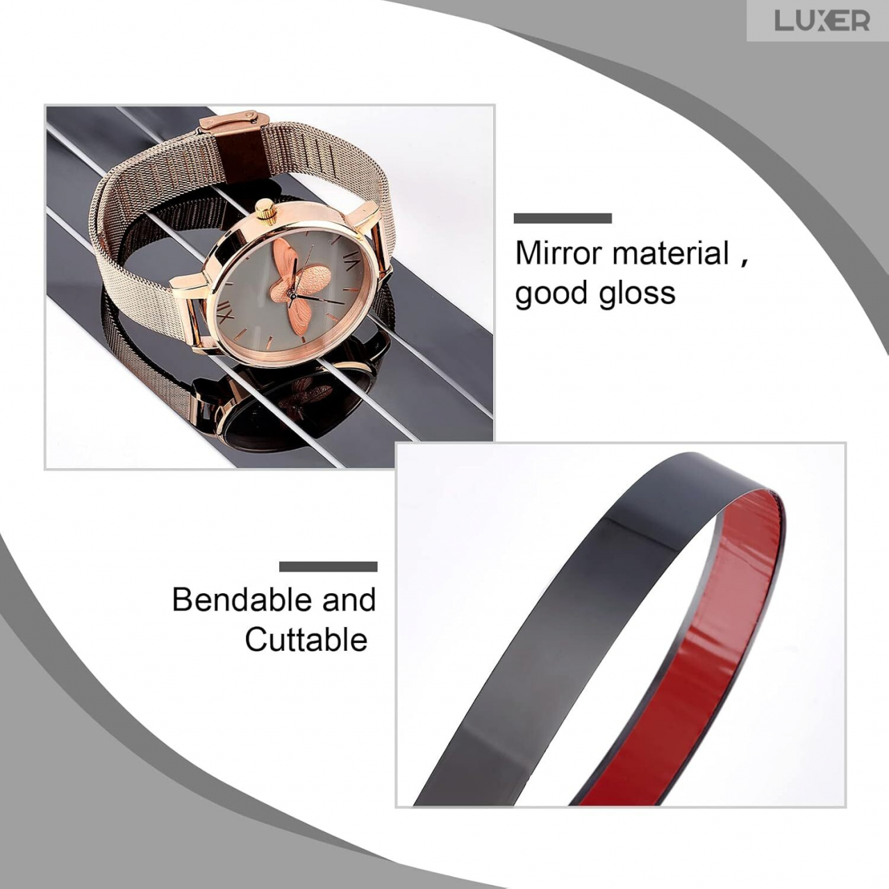 Banda Decorativa Autoadeziva Pentru Perete Cu Efect de Oglinda Luxer, Lungime 500 cm, Latime 1 cm, Metal Black, Banda Adeziva Metalica Pentru Mobila/Usi/Ferestre pentru Decor Dedeman Leroy Merlin Emag Gresie/Faianta Luxer [7]