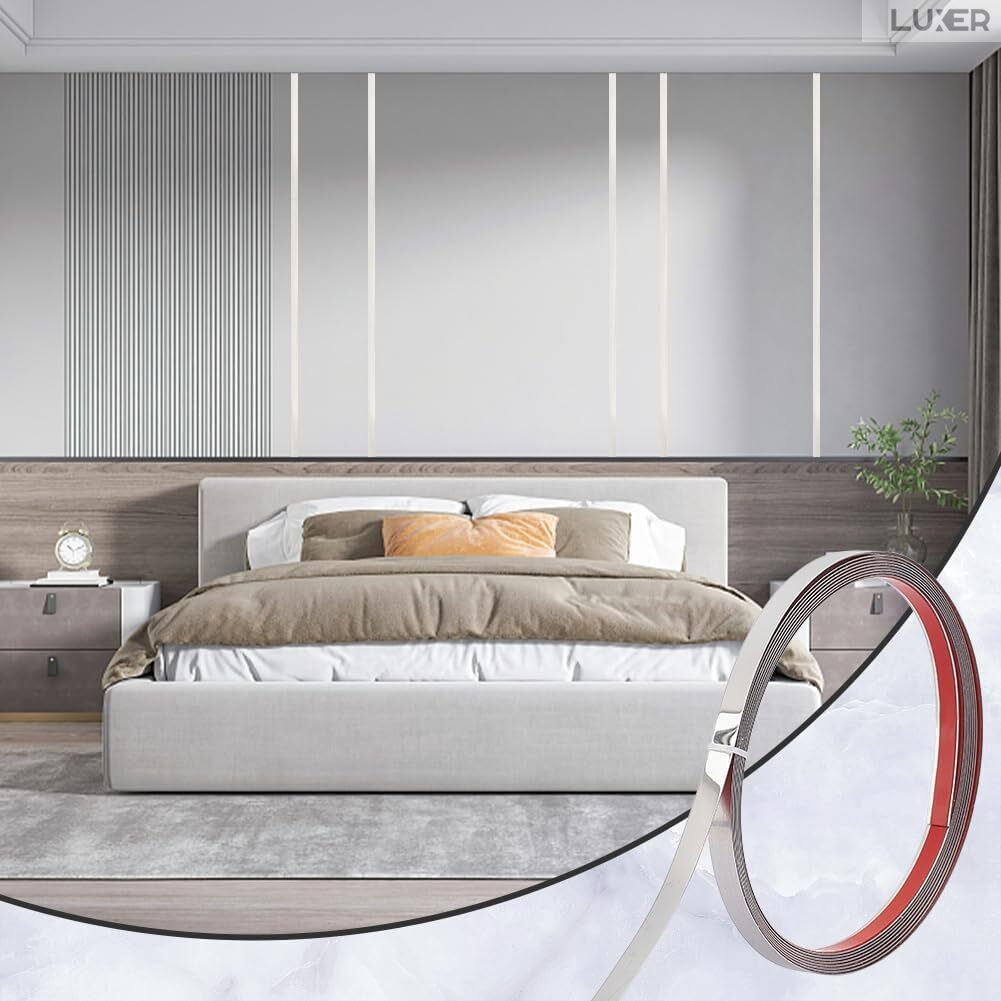 Banda Decorativa Autoadeziva Pentru Perete Cu Efect de Oglinda Luxer, Lungime 500 cm, Latime 1 cm, Silver, Banda Adeziva Metalica Pentru Mobila/Usi/Ferestre pentru Decor Dedeman Leroy Merlin Emag Gresie/Faianta Luxer [5]