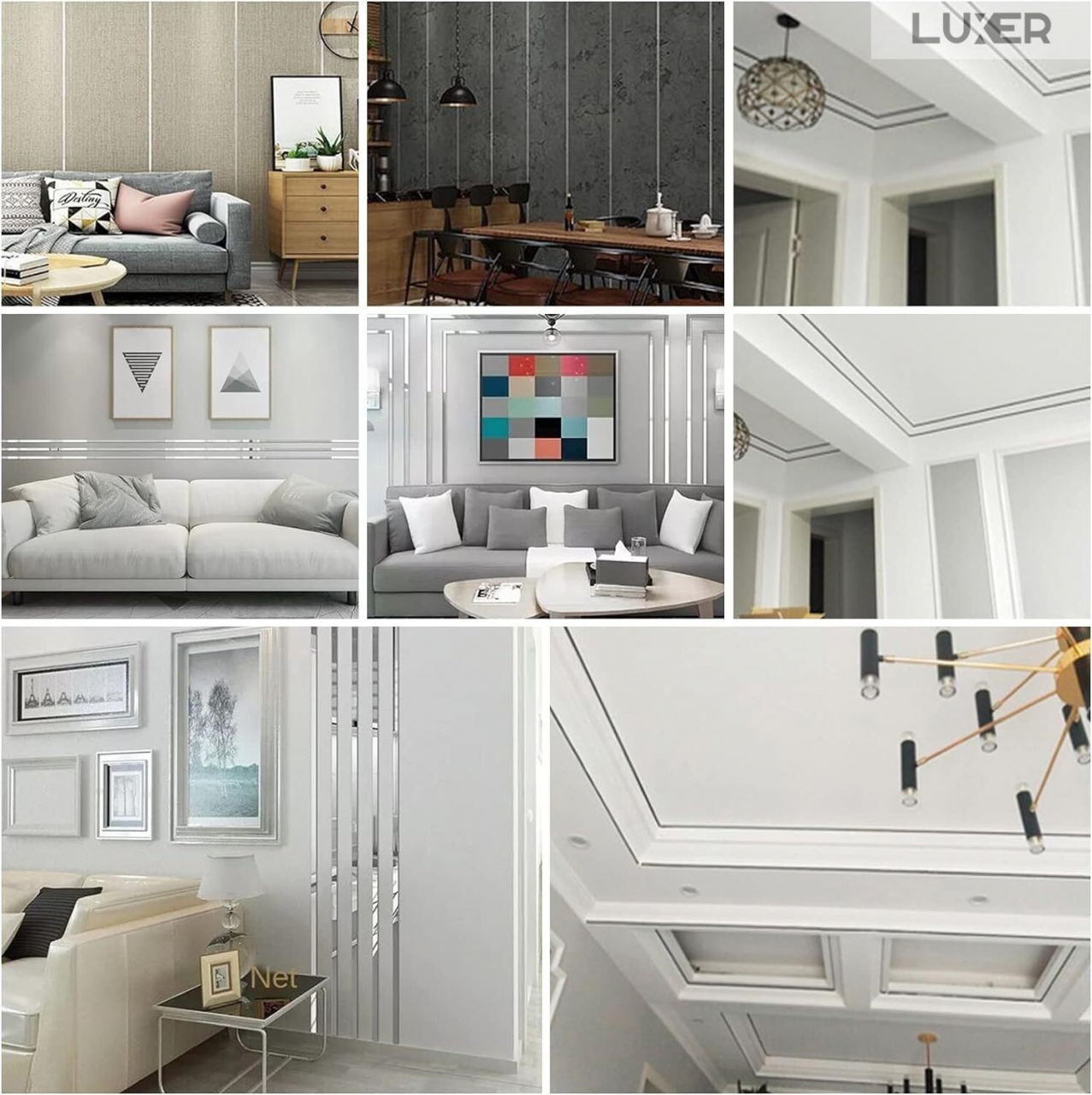 Banda Decorativa Autoadeziva Pentru Perete Cu Efect de Oglinda Luxer, Lungime 500 cm, Latime 2 cm, Silver, Banda Adeziva Metalica Pentru Mobila/Usi/Ferestre pentru Decor Dedeman Leroy Merlin Emag Gresie/Faianta Luxer [8]