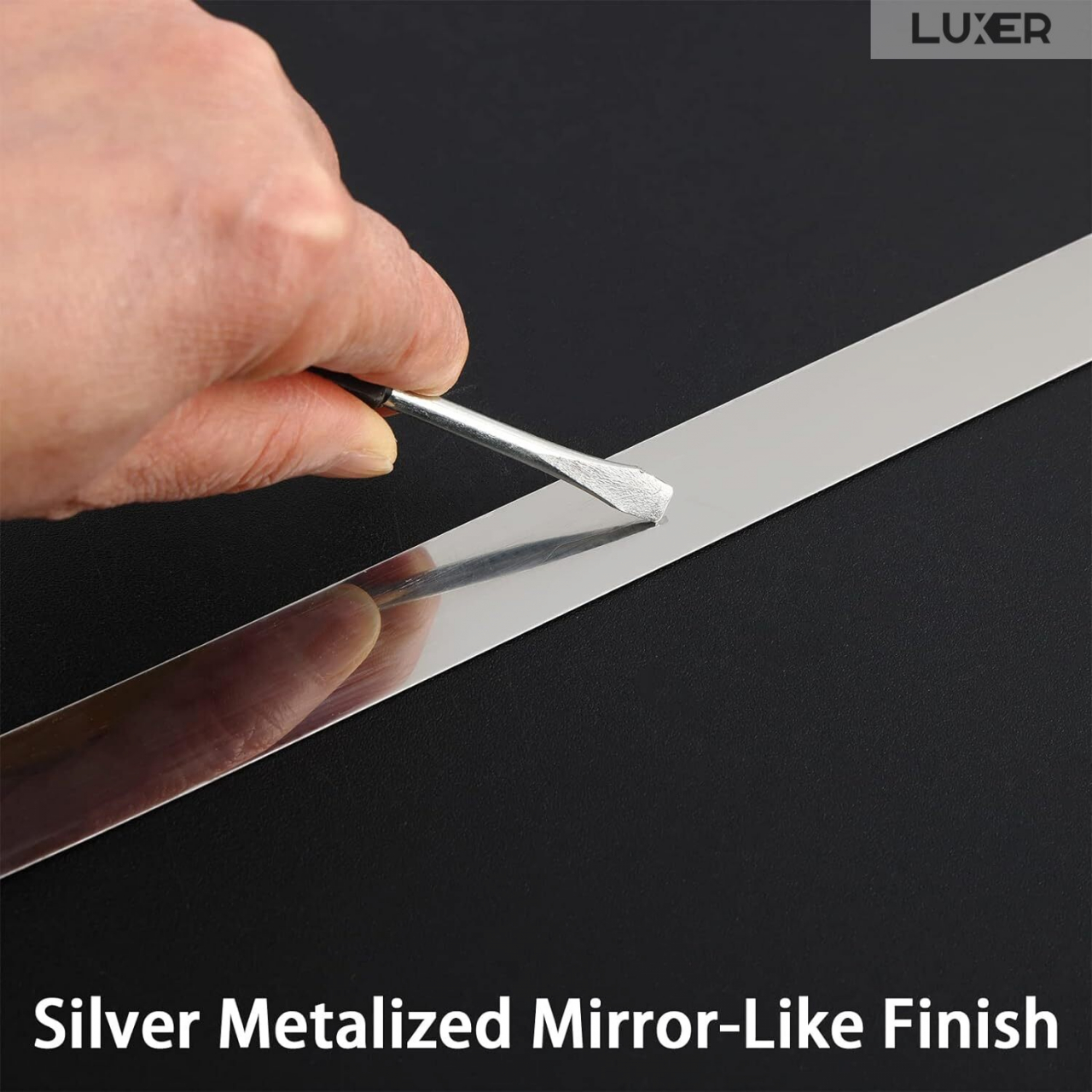Banda Decorativa Autoadeziva Pentru Perete Cu Efect de Oglinda Luxer, Lungime 500 cm, Latime 2 cm, Silver, Banda Adeziva Metalica Pentru Mobila/Usi/Ferestre pentru Decor Dedeman Leroy Merlin Emag Gresie/Faianta Luxer [7]