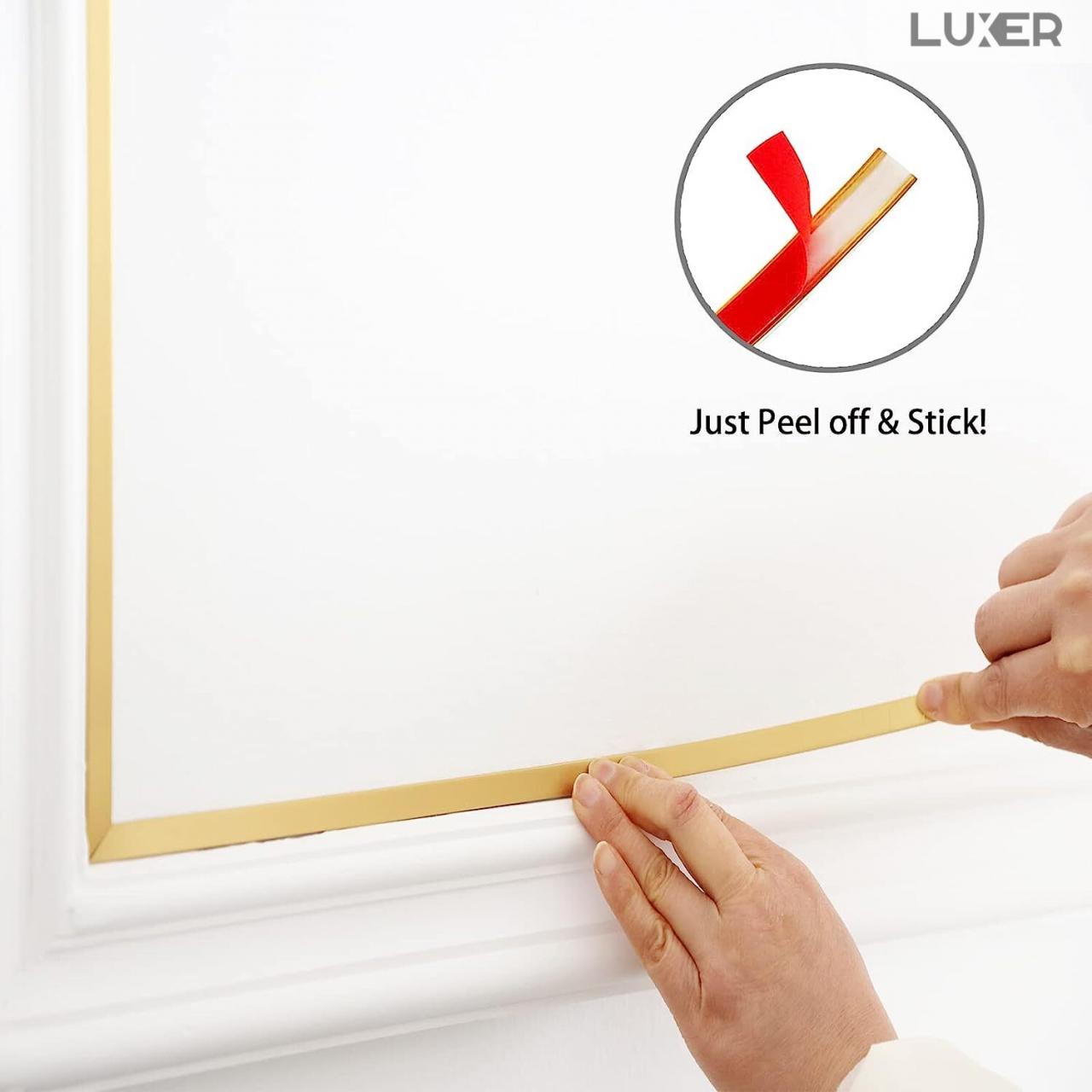 Banda Decorativa Autoadeziva Pentru Perete Cu Efect de Oglinda Luxer, Lungime 500 cm, Latime 2 cm, Gold, Banda Adeziva Metalica Pentru Mobila/Usi/Ferestre pentru Decor Dedeman Leroy Merlin Emag Gresie/Faianta Luxer [5]