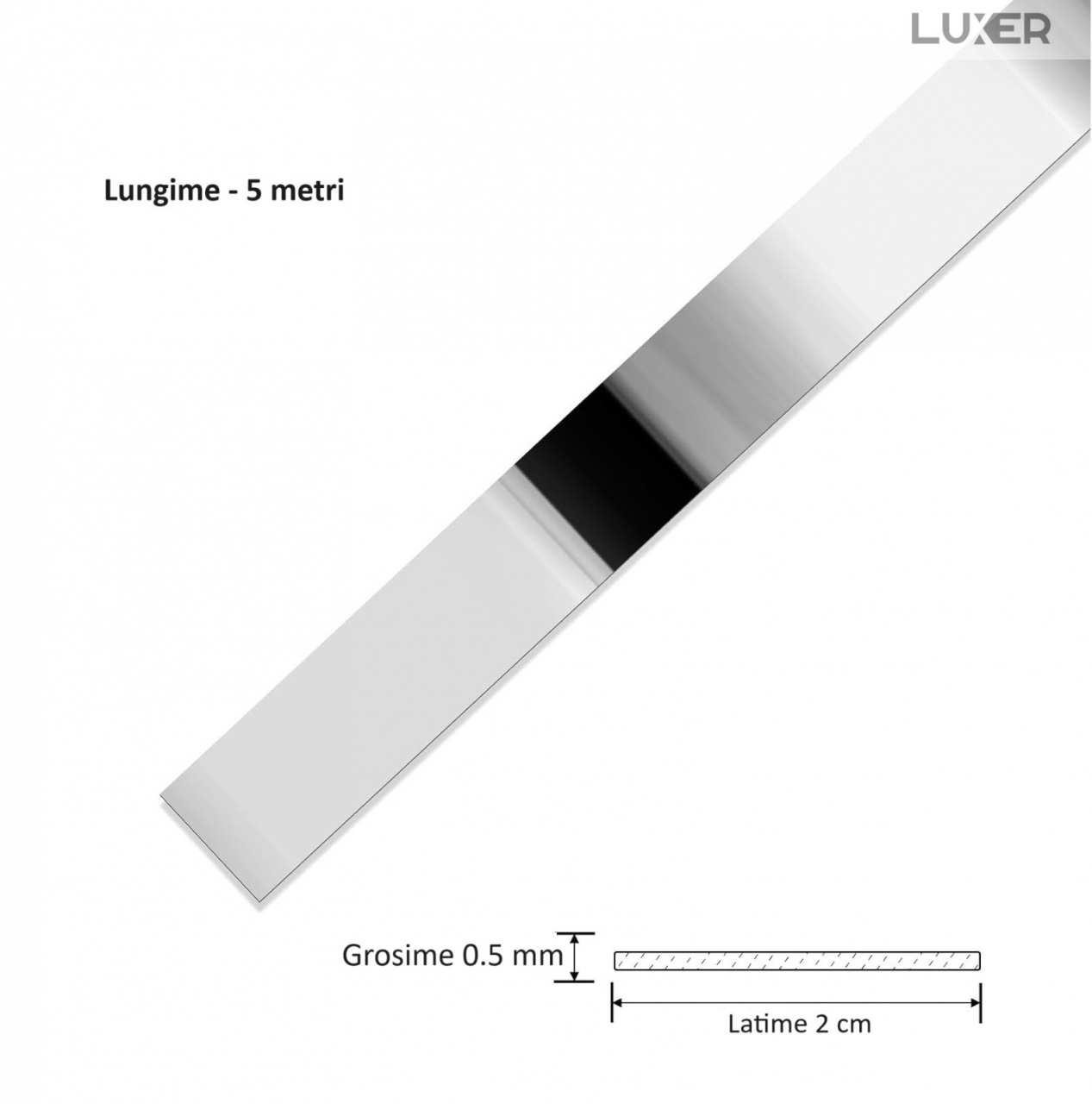 Banda Decorativa Autoadeziva Pentru Perete Cu Efect de Oglinda Luxer, Lungime 500 cm, Latime 2 cm, Silver, Banda Adeziva Metalica Pentru Mobila/Usi/Ferestre pentru Decor Dedeman Leroy Merlin Emag Gresie/Faianta Luxer [16]