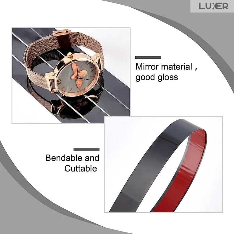 Banda Decorativa Autoadeziva Pentru Perete Cu Efect de Oglinda Luxer, Lungime 500 cm, Latime 2 cm, Black, Banda Adeziva Metalica Pentru Mobila/Usi/Ferestre pentru Decor Dedeman Leroy Merlin Emag Gresie/Faianta Luxer [3]