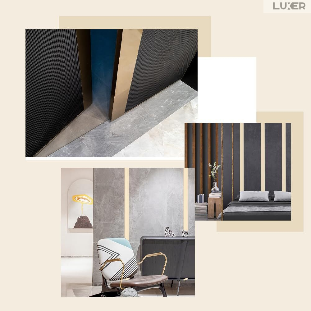 Banda Decorativa Autoadeziva Pentru Perete Cu Efect de Oglinda Luxer, Lungime 500 cm, Latime 3 cm, Gold, Banda Adeziva Metalica Pentru Mobila/Usi/Ferestre pentru Decor Dedeman Leroy Merlin Emag Gresie/Faianta Luxer [6]