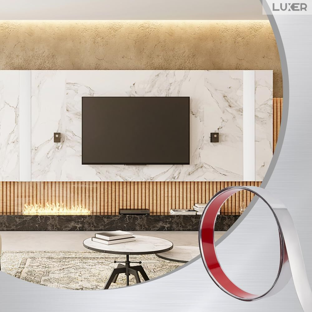 Banda Decorativa Autoadeziva Pentru Perete Cu Efect de Oglinda Luxer, Lungime 500 cm, Latime 3 cm, Silver, Banda Adeziva Metalica Pentru Mobila/Usi/Ferestre pentru Decor Dedeman Leroy Merlin Emag Gresie/Faianta Luxer [8]