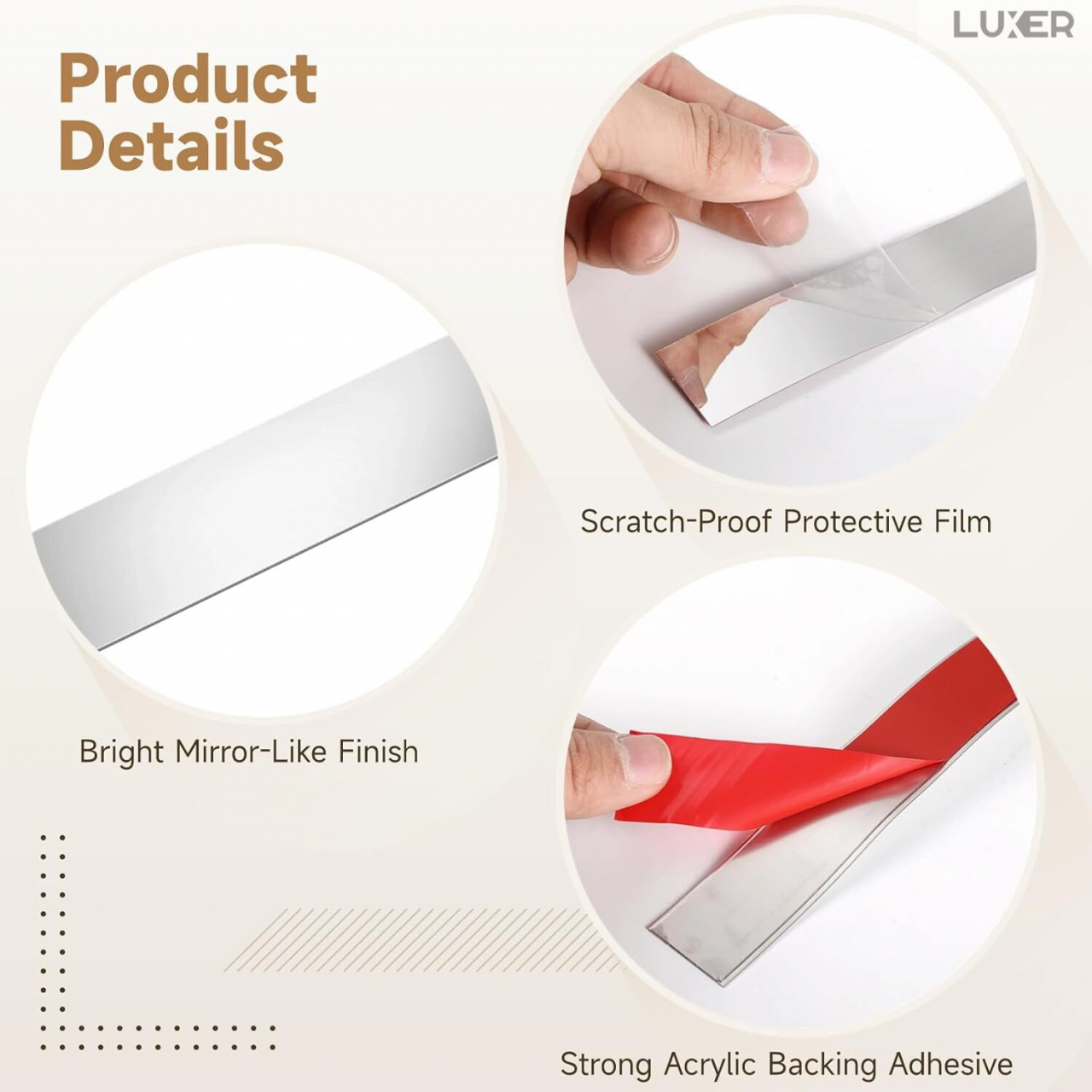 Banda Decorativa Autoadeziva Pentru Perete Cu Efect de Oglinda Luxer, Lungime 500 cm, Latime 3 cm, Silver, Banda Adeziva Metalica Pentru Mobila/Usi/Ferestre pentru Decor Dedeman Leroy Merlin Emag Gresie/Faianta Luxer [10]