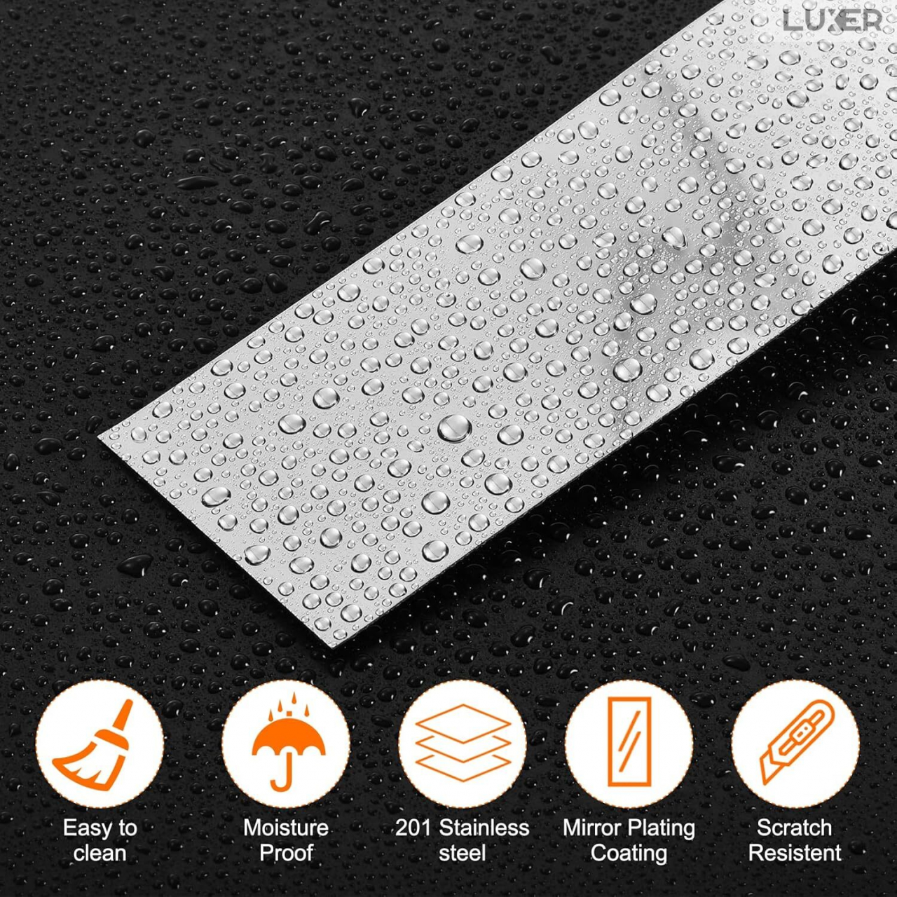 Banda Decorativa Autoadeziva Pentru Perete Cu Efect de Oglinda Luxer, Lungime 500 cm, Latime 3 cm, Silver, Banda Adeziva Metalica Pentru Mobila/Usi/Ferestre pentru Decor Dedeman Leroy Merlin Emag Gresie/Faianta Luxer [7]