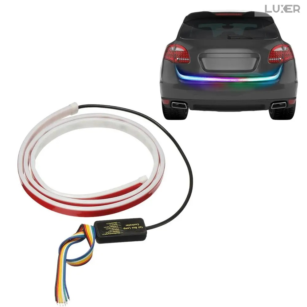 Banda LED Autoadeziva Pentru Portbagaj cu Semnalizare Dinamica Stanga/Dreapta/Marsarier/Frana, Rezistenta la Apa si la Temperaturi Ridicate, Compatibilitate Universala,Lungime 120 cm, Luxer, Banda LED Auto Autoadeziva Pentru Portbagaj cu Semnalizare Dinamica, Pentru Exterior, Dedeman, Rgb, 12 V, kit banda led pentru stopuri, Altex Jumbo Olx Leroy Merlin Luxer [15]