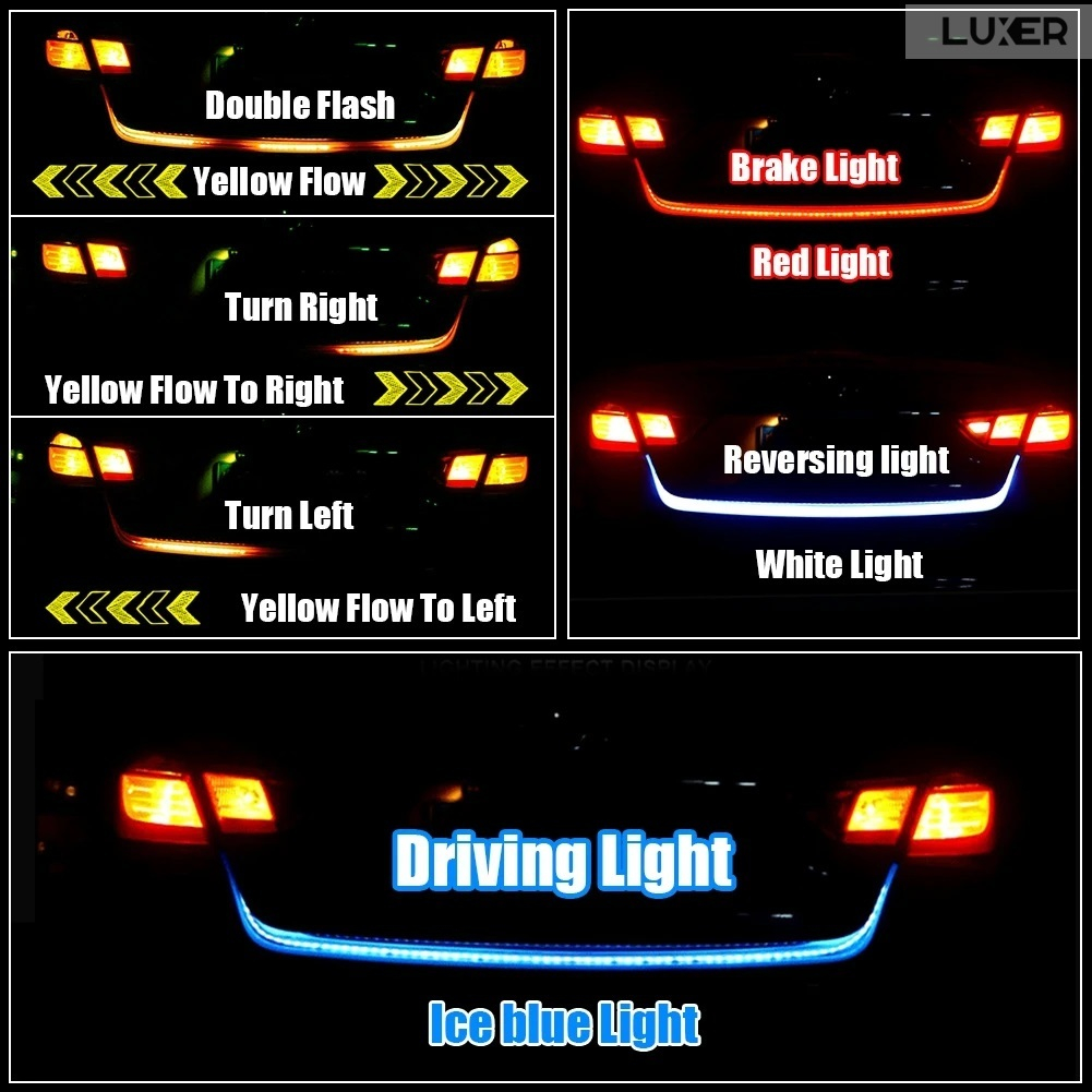 Banda LED Autoadeziva Pentru Portbagaj cu Semnalizare Dinamica Stanga/Dreapta/Marsarier/Frana, Rezistenta la Apa si la Temperaturi Ridicate, Compatibilitate Universala,Lungime 120 cm, Luxer, Banda LED Auto Autoadeziva Pentru Portbagaj cu Semnalizare Dinamica, Pentru Exterior, Dedeman, Rgb, 12 V, kit banda led pentru stopuri, Altex Jumbo Olx Leroy Merlin Luxer [4]