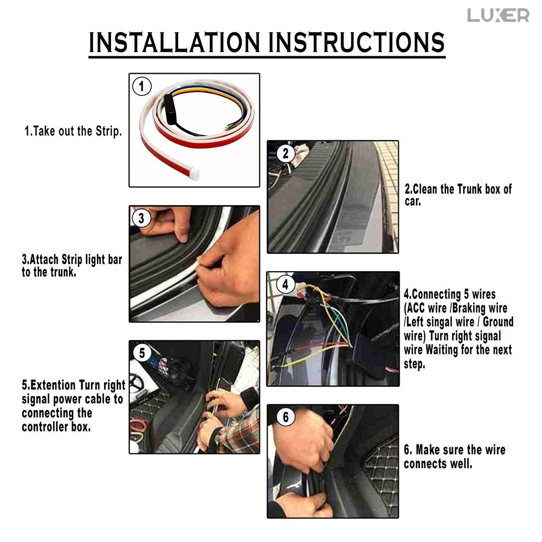 Banda LED Autoadeziva Pentru Portbagaj cu Semnalizare Dinamica Stanga/Dreapta/Marsarier/Frana, Rezistenta la Apa si la Temperaturi Ridicate, Compatibilitate Universala,Lungime 120 cm, Luxer, Banda LED Auto Autoadeziva Pentru Portbagaj cu Semnalizare Dinamica, Pentru Exterior, Dedeman, Rgb, 12 V, kit banda led pentru stopuri, Altex Jumbo Olx Leroy Merlin Luxer [9]