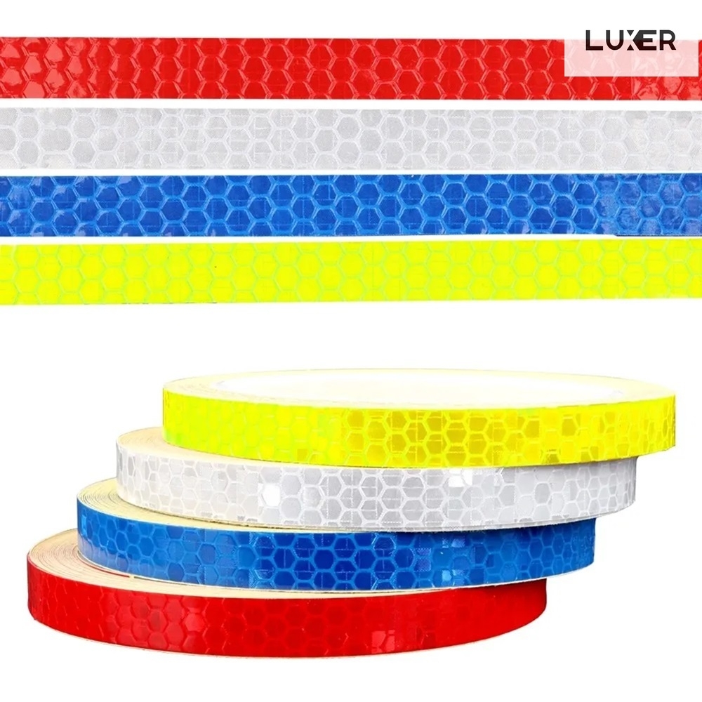 Banda Reflectorizanta Autoadeziva Pentru Bicicleta, Motocicleta, Masina, Scari sau Alte Suprafete, Model Hexagonal, Dimensiuni 800x1 cm, Albastru, Luxer [5]