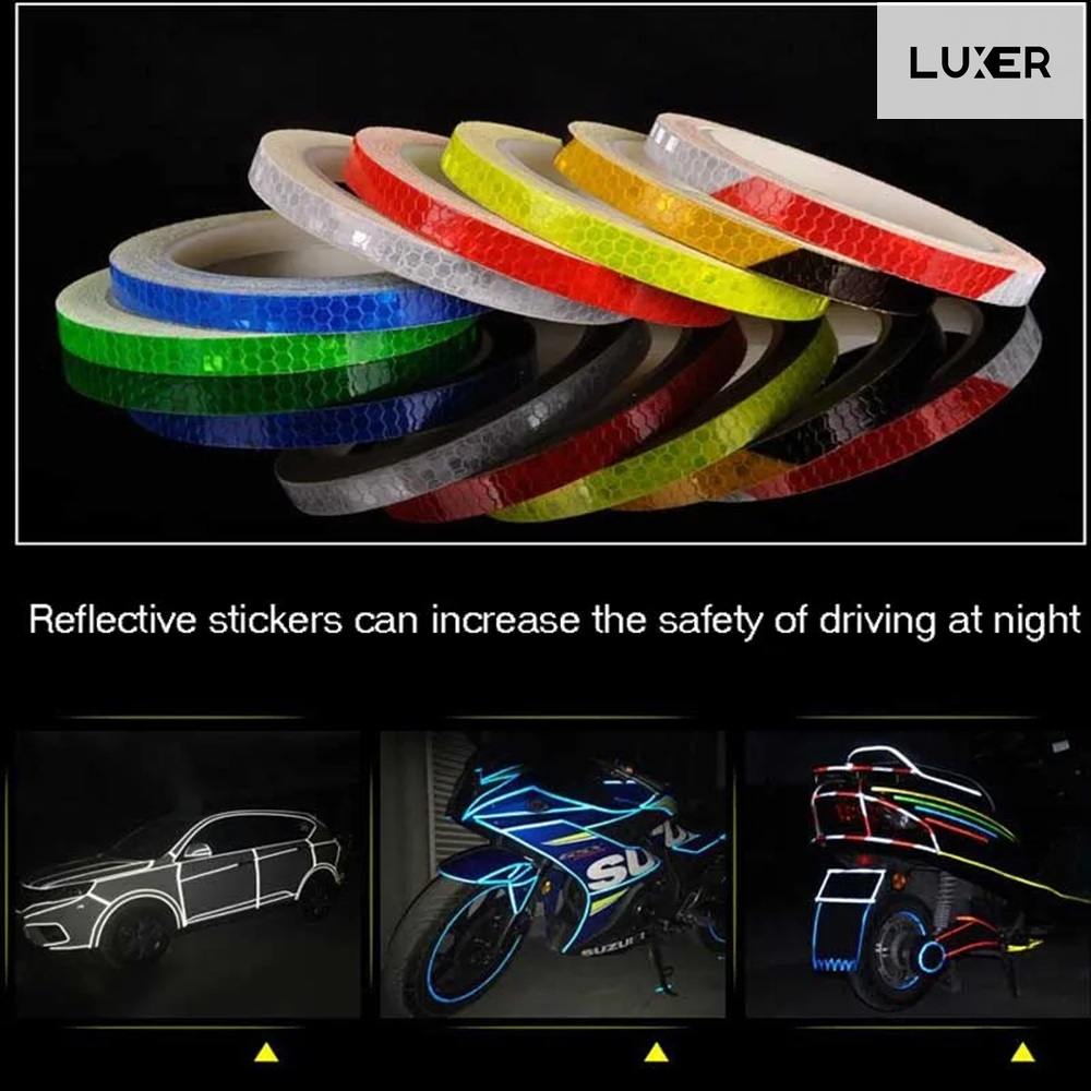 Banda Reflectorizanta Autoadeziva Pentru Bicicleta, Motocicleta, Masina, Scari sau Alte Suprafete, Model Hexagonal, Dimensiuni 800x1 cm, Albastru, Luxer [9]