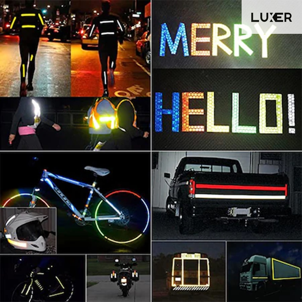 Banda Reflectorizanta Autoadeziva Pentru Bicicleta, Motocicleta, Masina, Scari sau Alte Suprafete, Model Hexagonal, Dimensiuni 800x1 cm, Rosu, Luxer [9]