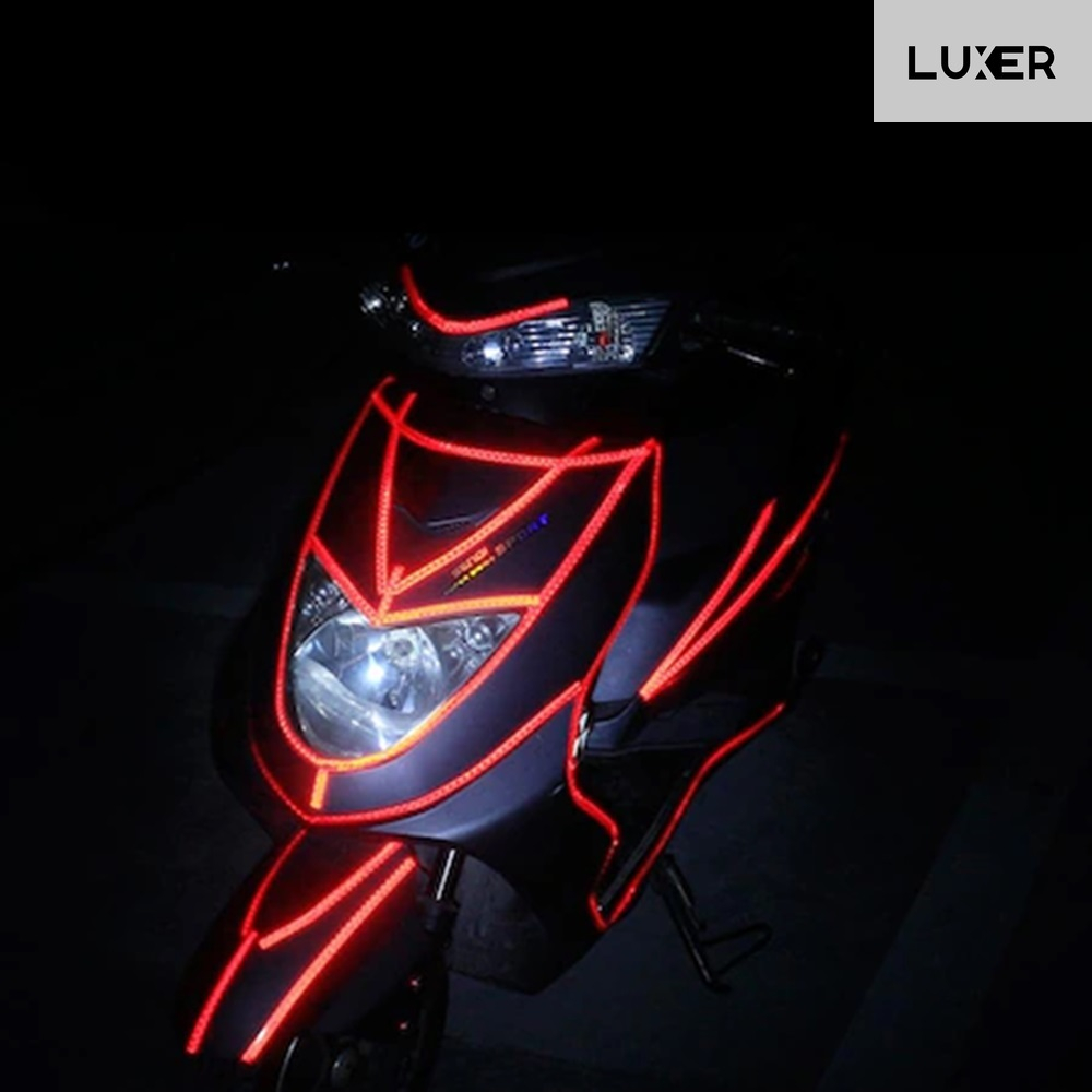 Banda Reflectorizanta Autoadeziva Pentru Bicicleta, Motocicleta, Masina, Scari sau Alte Suprafete, Model Hexagonal, Dimensiuni 800x1 cm, Rosu, Luxer [5]