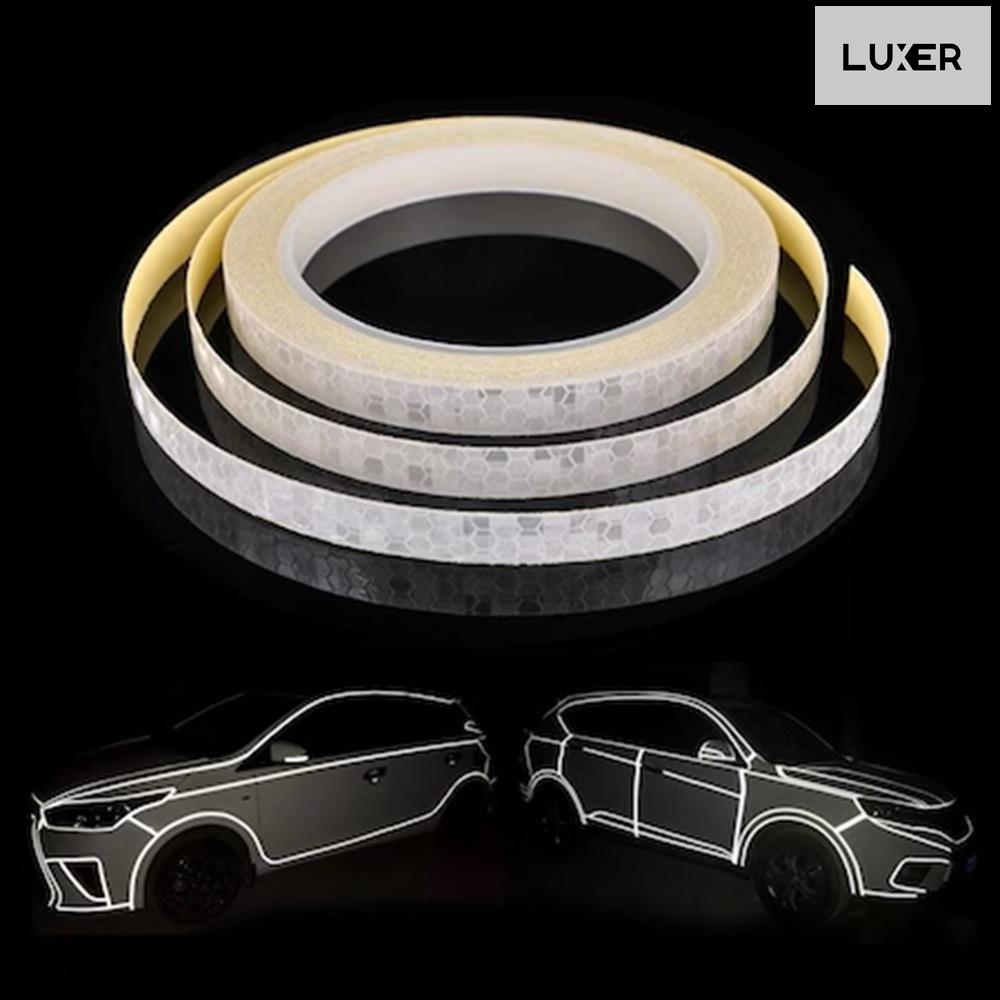 Banda Reflectorizanta Autoadeziva Pentru Bicicleta, Motocicleta, Masina, Scari sau Alte Suprafete, Model Hexagonal, Dimensiuni 800x1 cm, Argintiu, Luxer [3]