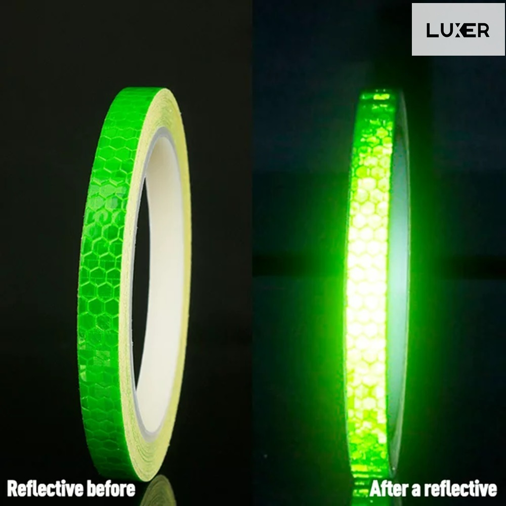 Banda Reflectorizanta Autoadeziva Pentru Bicicleta, Motocicleta, Masina, Scari sau Alte Suprafete, Model Hexagonal, Dimensiuni 800x1 cm, Verde, Luxer [4]