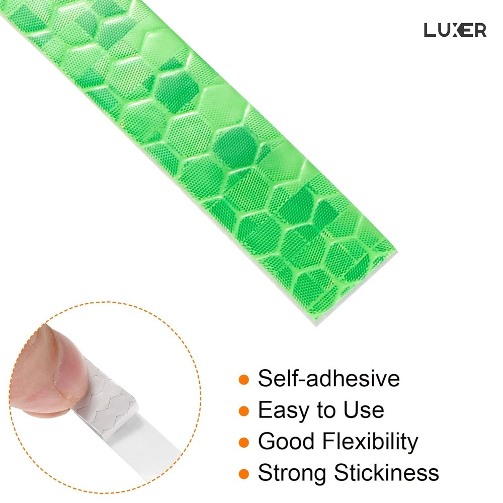 Banda Reflectorizanta Autoadeziva Pentru Bicicleta, Motocicleta, Masina, Scari sau Alte Suprafete, Model Hexagonal, Dimensiuni 800x1 cm, Verde, Luxer [6]