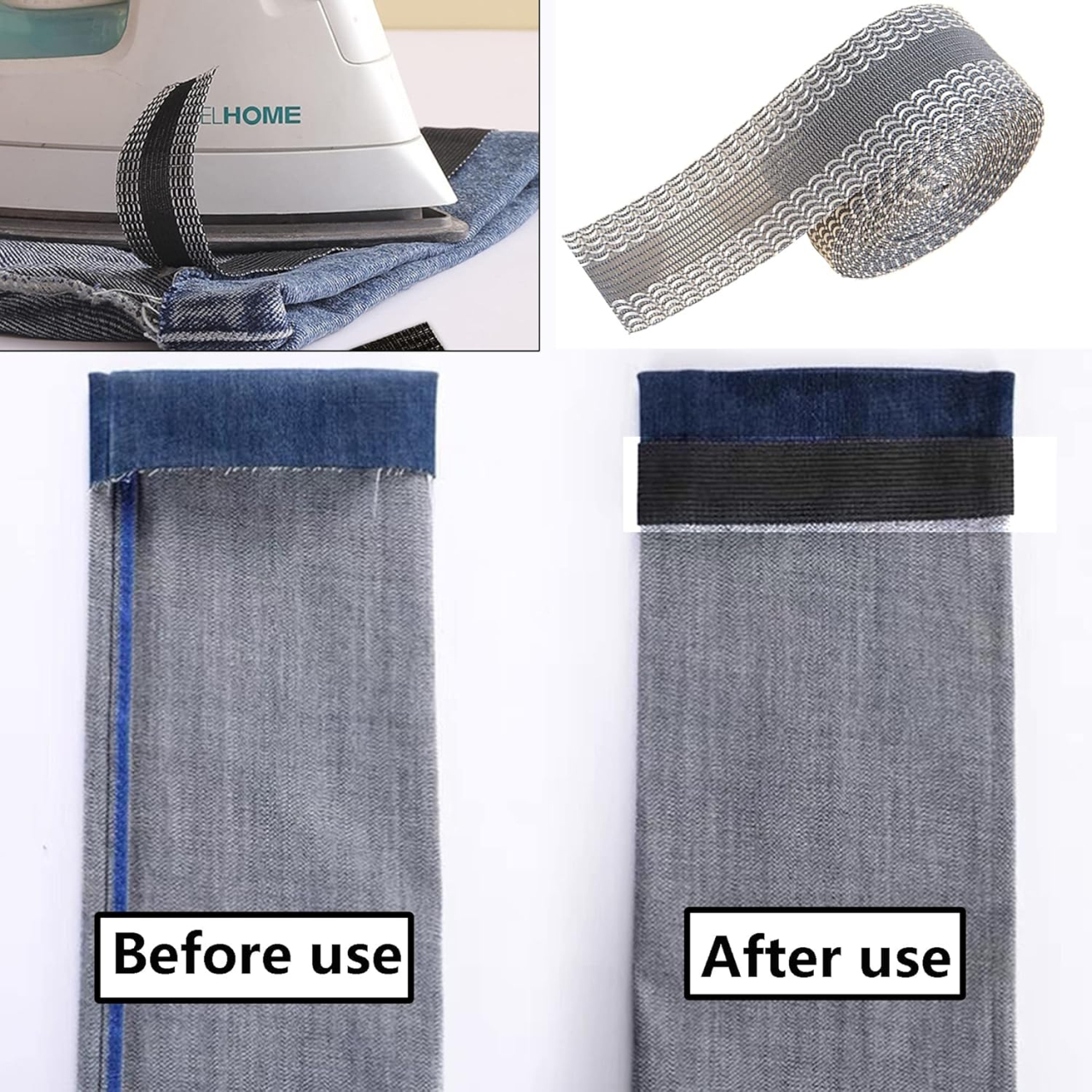 Banda termocolantă Luxer gri de 5 metri pentru tivuri fără coasere, aplicare rapidă cu fierul de călcat. [3]