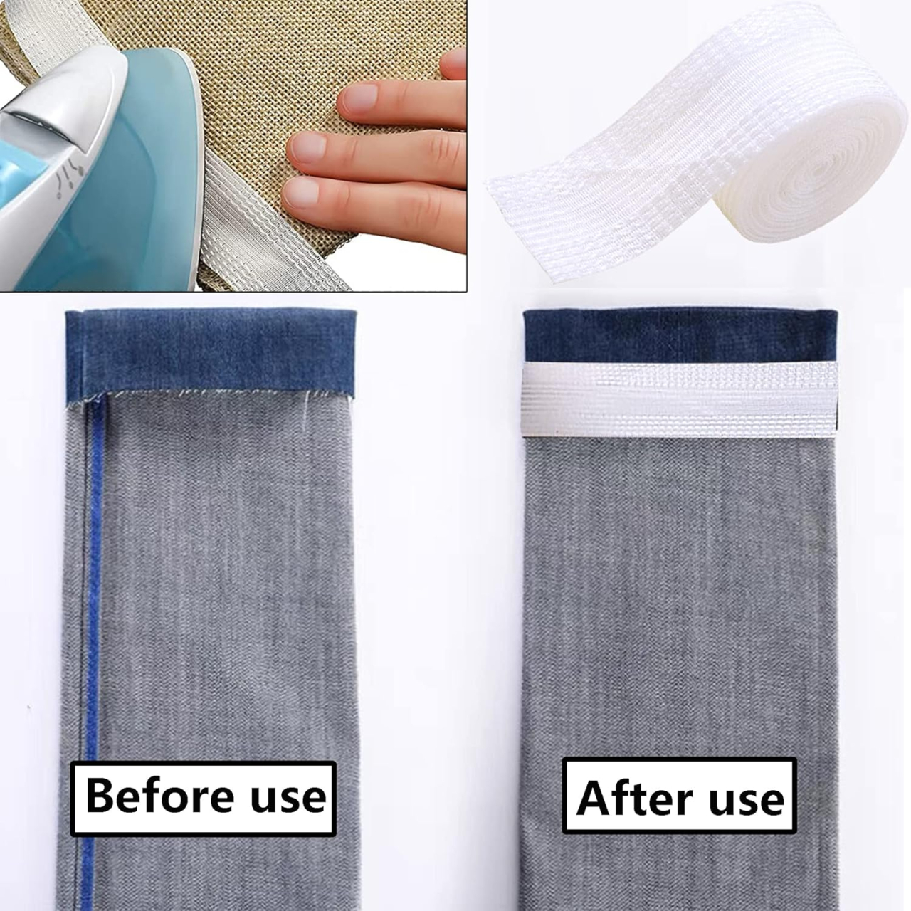 Banda termocolantă Luxer alba de 5 metri pentru tivuri fără coasere, aplicare rapidă cu fierul de călcat. [3]