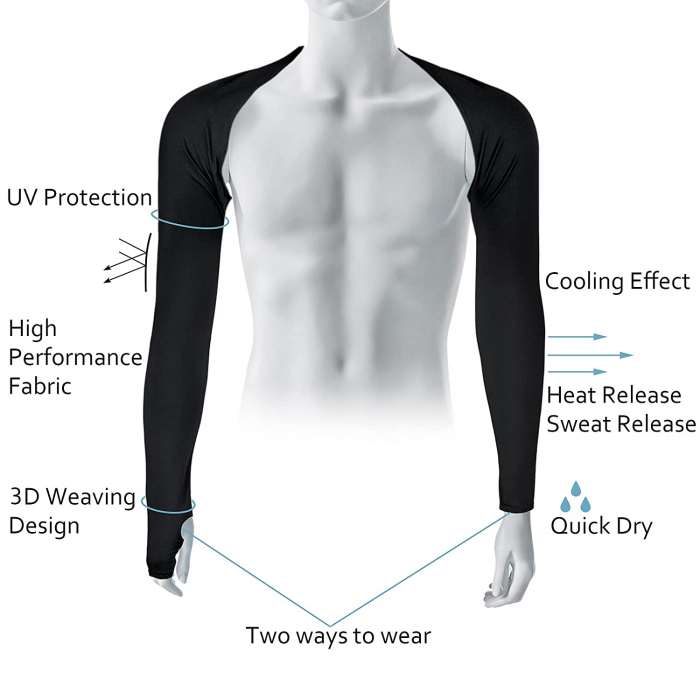 Bolero cu Maneci Sport si Protectie UV Luxer, Marime Universala, Unisex, Negru,  protectie auto, alergat, ciclism, pescuit, Negru, maneca protectie solara uv manusi fortbal alergat decathlon ieftine universale emag luxer [4]
