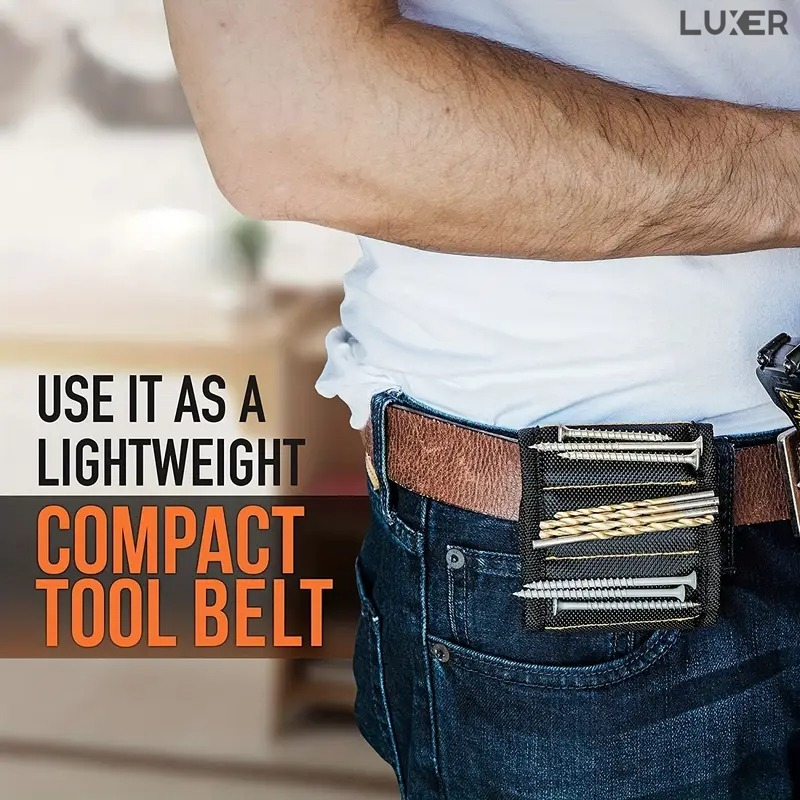 Brățară magnetică Luxer pentru susținerea șuruburilor, uneltelor, cuielor și burghielor, cu 15 magneți puternici neodim, reglabilă și confortabilă, ideală pentru bricolaj și reparații. [8]