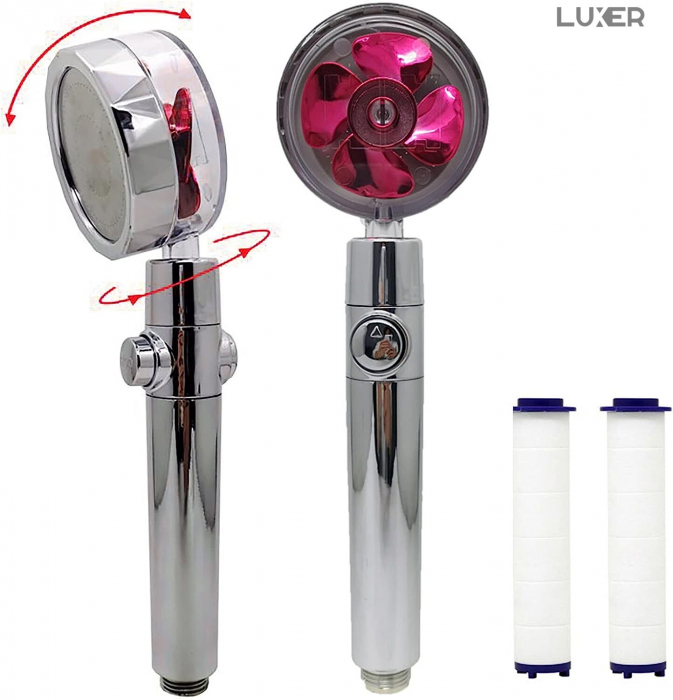 Cap De Dus Presurizat Cu Sistem De , Economisire A Apei Si Filtru Anti-Impuritati, Rosu, Luxer, cap de dus cu presiune dedeman cu filtru economisire apa presiune sporita emag leroy merlin grohe baterie baie ieftina [2]