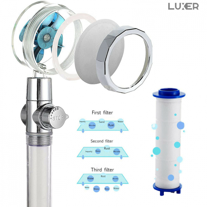 Cap De Dus Presurizat Cu Sistem De , Economisire A Apei Si Filtru Anti-Impuritati, Rosu, Luxer, cap de dus cu presiune dedeman cu filtru economisire apa presiune sporita emag leroy merlin grohe baterie baie ieftina [4]