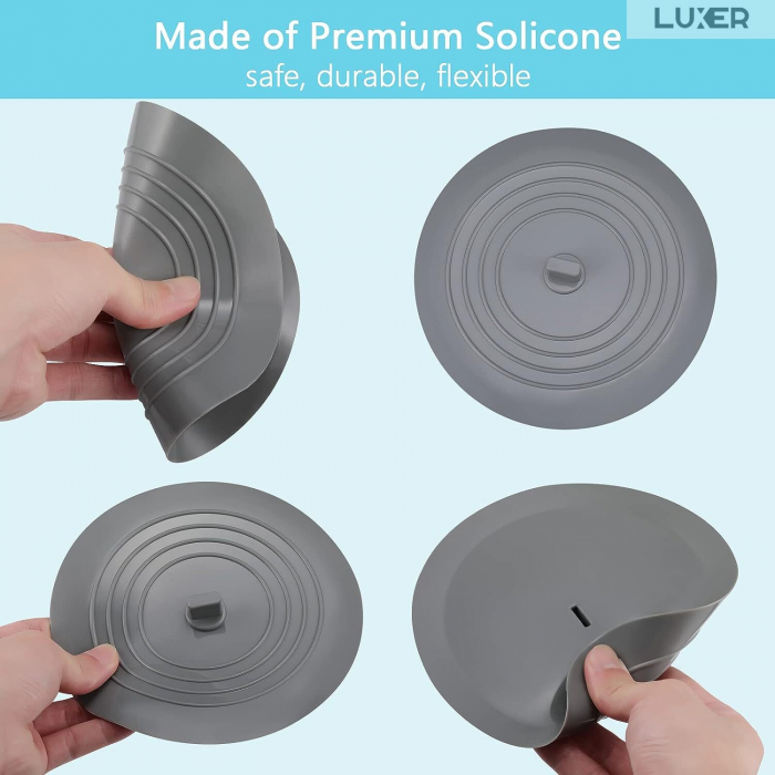 Capac Din Silicon/Dop Pentru Chiuveta/Cada/Sifon Luxer, Protectie Impotriva Gandacilor si Mirosurilor Neplacute, Diametru 15 cm, Gri /Alb, dop chiuveta bucatarie franke dedemna blocat leroy ikea emag silicon ieftin pentru scurgere lavoar mascare luxer [5]