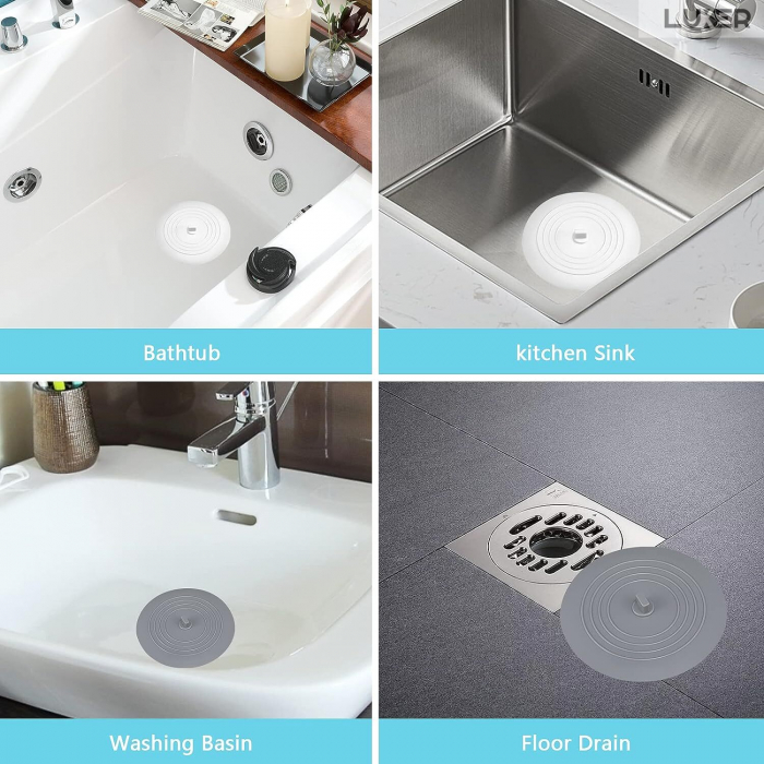 Capac Din Silicon/Dop Pentru Chiuveta/Cada/Sifon Luxer, Protectie Impotriva Gandacilor si Mirosurilor Neplacute, Diametru 15 cm, Gri /Alb, dop chiuveta bucatarie franke dedemna blocat leroy ikea emag silicon ieftin pentru scurgere lavoar mascare luxer [2]