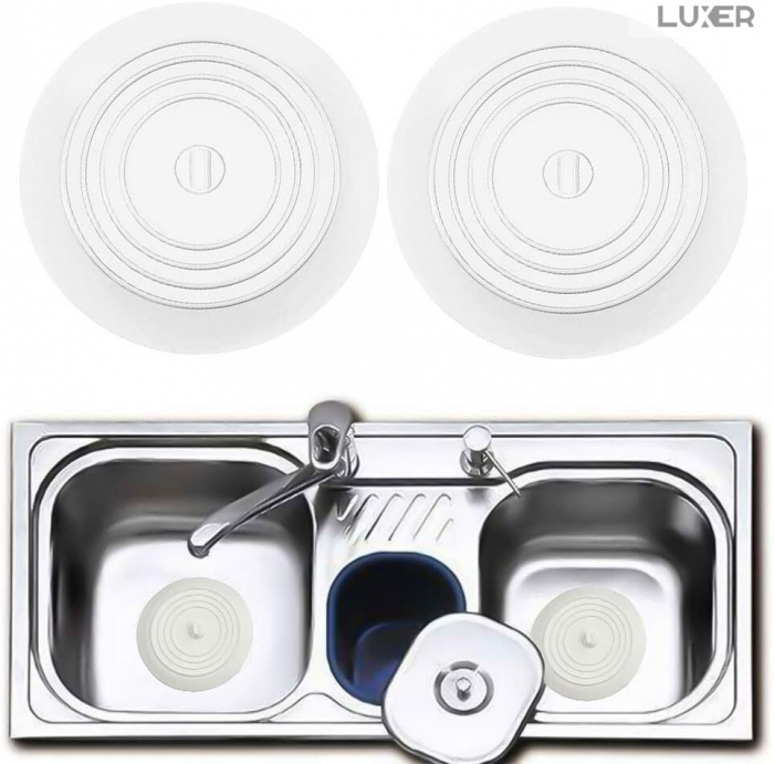 Capac Din Silicon/Dop Pentru Chiuveta/Cada/Sifon Luxer, Protectie Impotriva Gandacilor si Mirosurilor Neplacute, Diametru 15 cm, Gri /Alb, dop chiuveta bucatarie franke dedemna blocat leroy ikea emag silicon ieftin pentru scurgere lavoar mascare luxer [3]