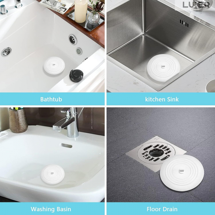 Capac Din Silicon/Dop Pentru Chiuveta/Cada/Sifon Luxer, Protectie Impotriva Gandacilor si Mirosurilor Neplacute, Diametru 15 cm, Gri /Alb, dop chiuveta bucatarie franke dedemna blocat leroy ikea emag silicon ieftin pentru scurgere lavoar mascare luxer [5]
