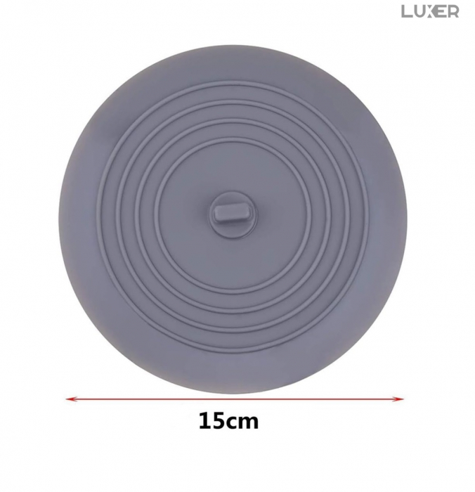 Capac Din Silicon/Dop Pentru Chiuveta/Cada/Sifon Luxer, Protectie Impotriva Gandacilor si Mirosurilor Neplacute, Diametru 15 cm, Gri /Alb, dop chiuveta bucatarie franke dedemna blocat leroy ikea emag silicon ieftin pentru scurgere lavoar mascare luxer [12]