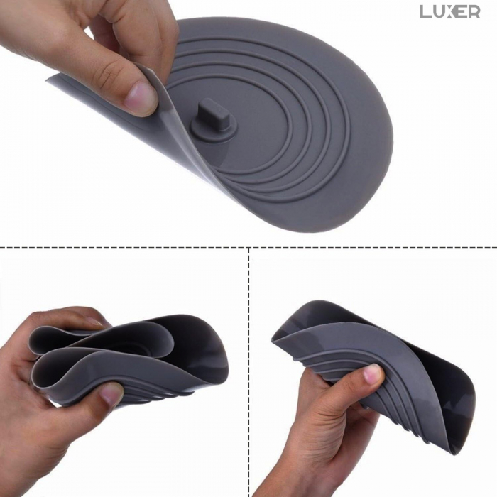 Capac Din Silicon/Dop Pentru Chiuveta/Cada/Sifon Luxer, Protectie Impotriva Gandacilor si Mirosurilor Neplacute, Diametru 15 cm, Gri /Alb, dop chiuveta bucatarie franke dedemna blocat leroy ikea emag silicon ieftin pentru scurgere lavoar mascare luxer [9]