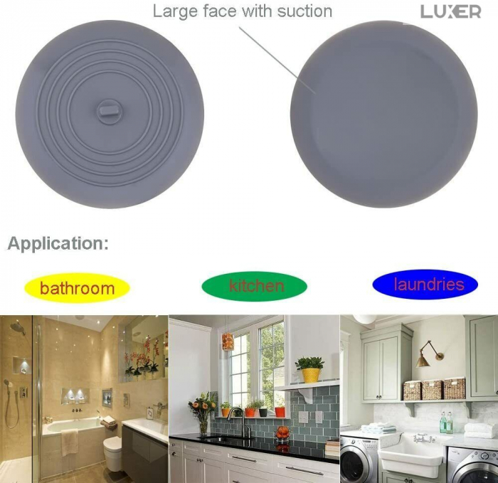 Capac Din Silicon/Dop Pentru Chiuveta/Cada/Sifon Luxer, Protectie Impotriva Gandacilor si Mirosurilor Neplacute, Diametru 15 cm, Gri /Alb, dop chiuveta bucatarie franke dedemna blocat leroy ikea emag silicon ieftin pentru scurgere lavoar mascare luxer [7]