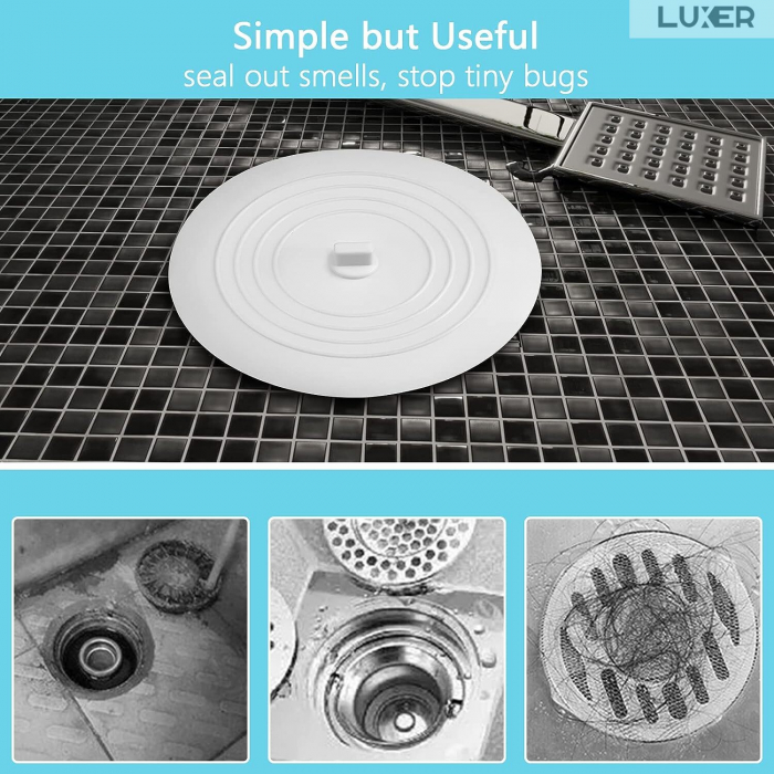 Capac Din Silicon/Dop Pentru Chiuveta/Cada/Sifon Luxer, Protectie Impotriva Gandacilor si Mirosurilor Neplacute, Diametru 15 cm, Gri /Alb, dop chiuveta bucatarie franke dedemna blocat leroy ikea emag silicon ieftin pentru scurgere lavoar mascare luxer [6]