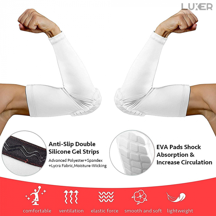 Cotiera cu Tampon de Protectie Luxer, Circumferinta Brat 35-45 cm, Unisex, Negru/Alb, protectie impotriva socurilor cotiere copii hervin intersport decathlon ieftine luxer [2]