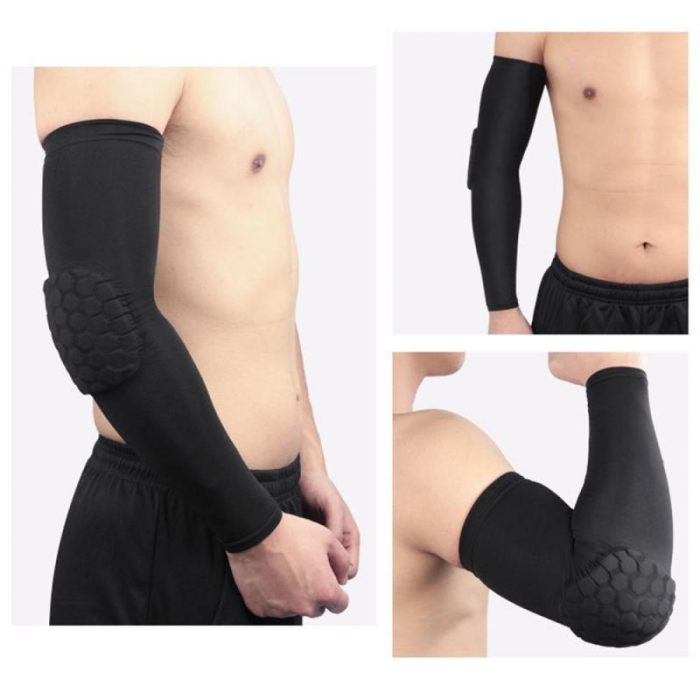 Cotiera cu Tampon de Protectie Luxer, Circumferinta Brat 35-45 cm, Unisex, Negru/Alb, protectie impotriva socurilor cotiere copii hervin intersport decathlon ieftine luxer [17]