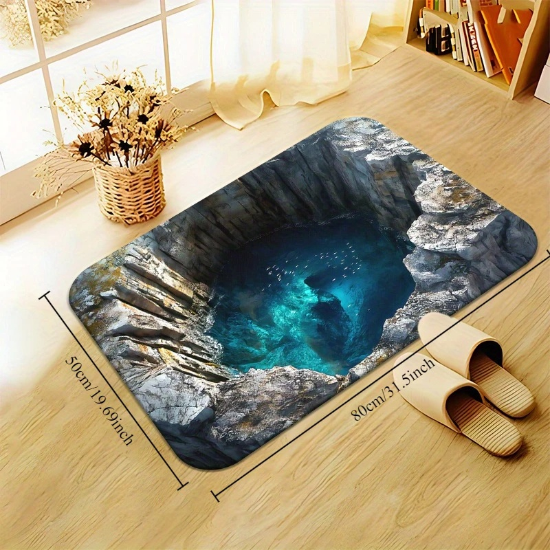 Covoras Decorativ Antiderapant Pentru Intrare / Baie / Bucatarie, Model 3D, Dimensiuni 50x80 cm, Luxer [8]