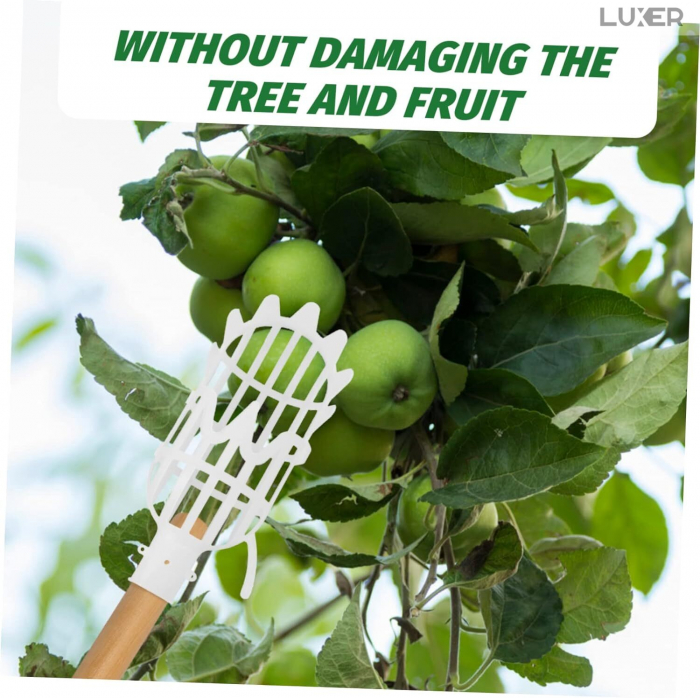 Culegator De Fructe Aflate La Inaltime Luxer, Dimensiuni 20x8 cm, Alb, culecator de fructe cu tija dedeman hornbach gardena leroy merlin pentru mere nuci afine fructe manual [6]