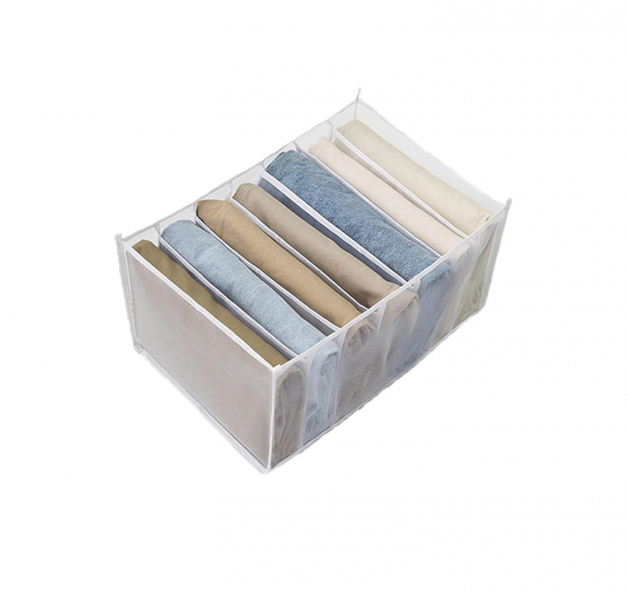 Cutie Tip Organizator de Haine si Lenjerie cu 7 Compartimente Luxer, Dimensiuni 36x14x12 cm, Alb, organizator haine bebelusi copii adulti pliabil ikea pepco dedeman jysk jumbo pentru calatorie bagaj sertar dulap dormitor emag leroy merlin luxer [12]