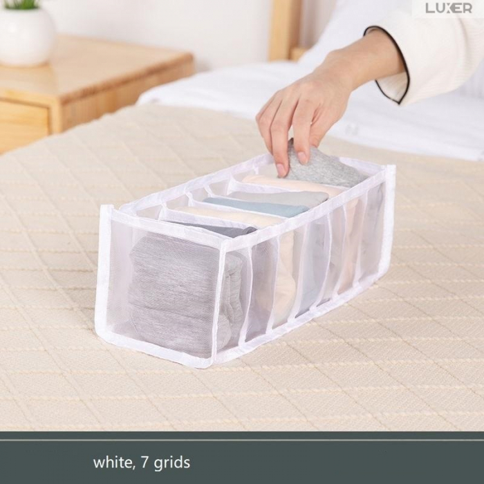Cutie Tip Organizator de Haine si Lenjerie cu 7 Compartimente Luxer, Dimensiuni 36x14x12 cm, Alb, organizator haine bebelusi copii adulti pliabil ikea pepco dedeman jysk jumbo pentru calatorie bagaj sertar dulap dormitor emag leroy merlin luxer [2]
